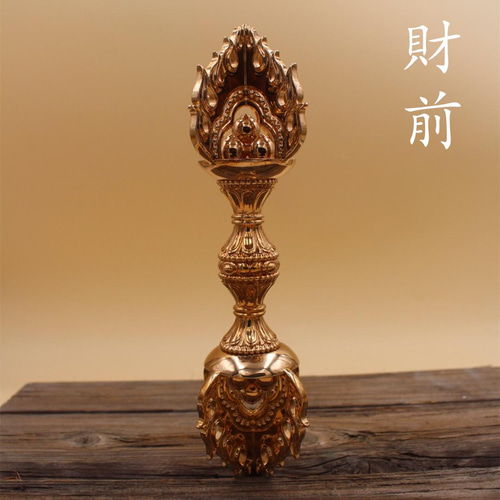 密教法器 宝珠金剛杵 仏教法具 真鍮製 vajra 22cm その他アート