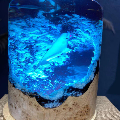 新品 レジンアート ナイトライト 海洋生物 ウミガメダイバー USB給電 ランプ ナイトライト レジンアート 亀 ダイバー 海洋生物 おしゃれ