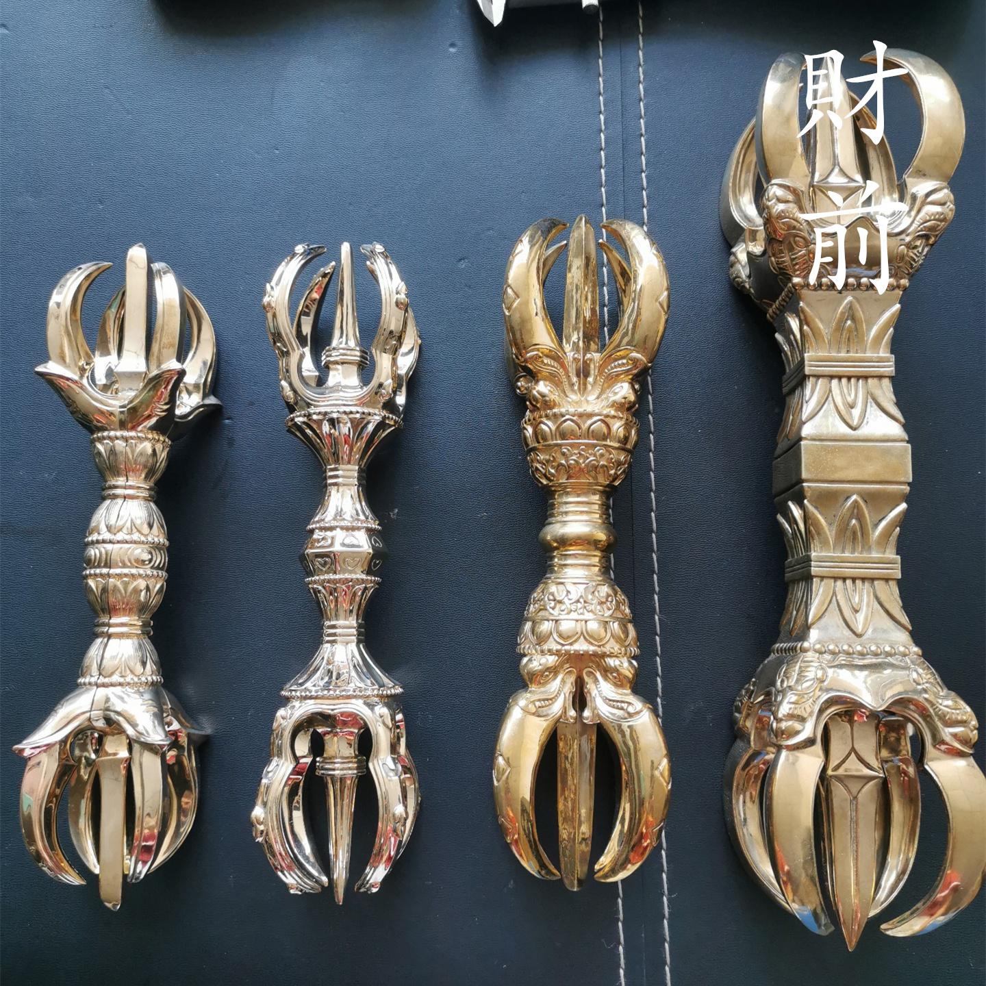 【修縁堂】仏教法器 五鈷杵 金剛杵 密教法具 真鍮製 vajra 10cm チベット仏教法器 大五鈷杵 金剛杵 真鍮製 vajra 密教法具 24cm