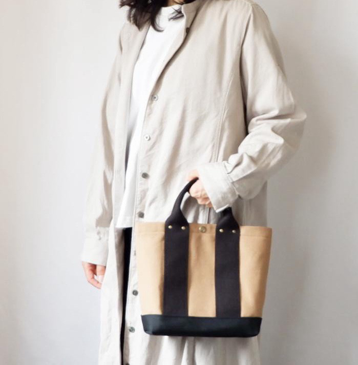 トートS◇Urban | 倉敷帆布 | ミディアムベージュ×ブラック