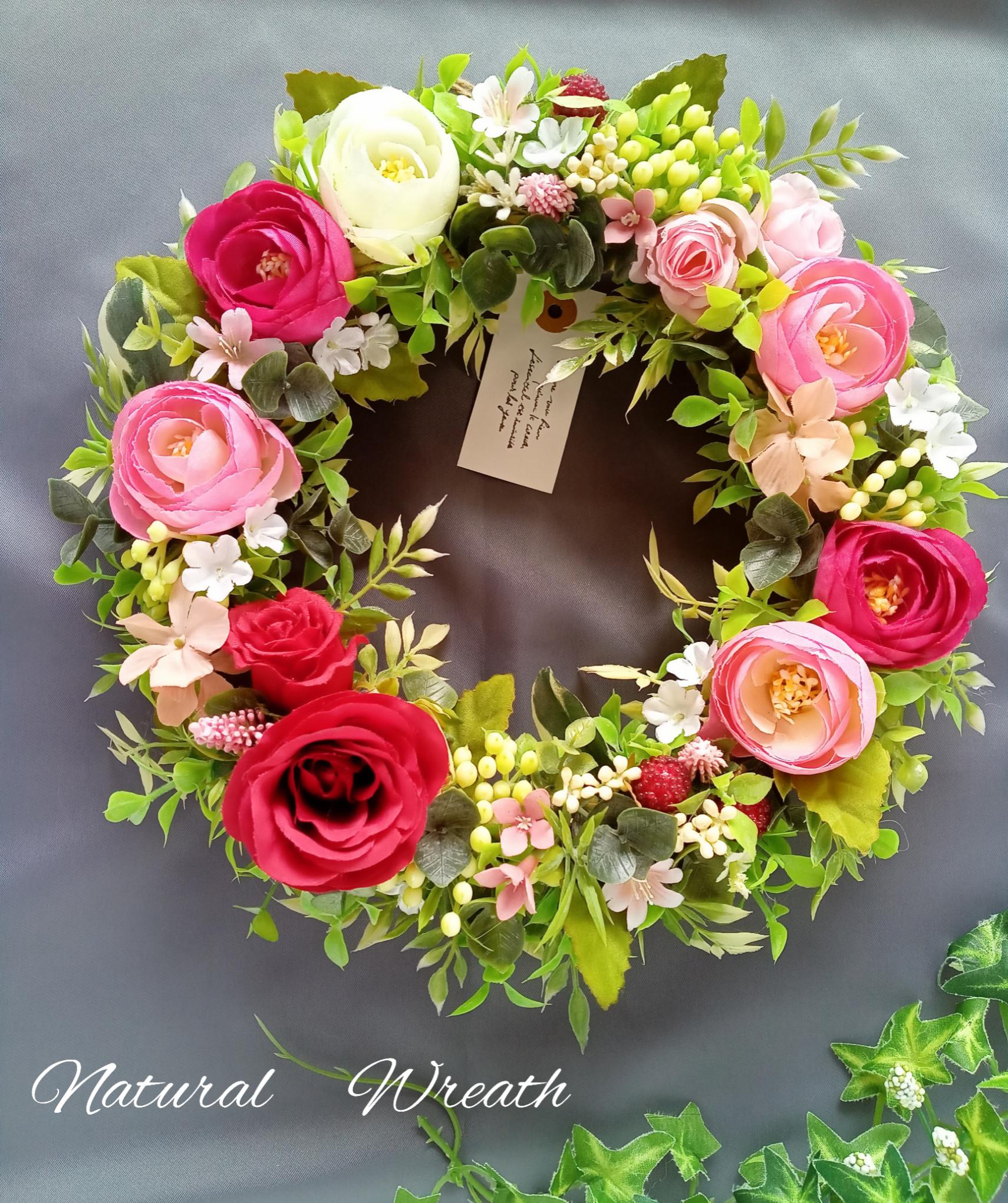 ドライフラワーリースカーネーションラナンキュラス