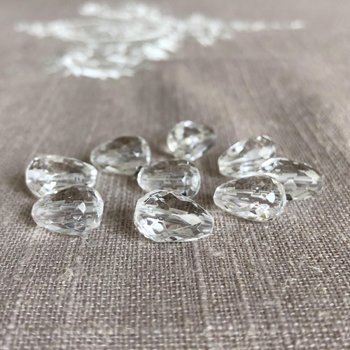 ☆4粒セット｜水晶｜ドロップカット 12mm｜ブレスレット玉｜粒売り 