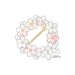 色が変わる　桜リースのブローチ　季節の花　 3枚目の画像