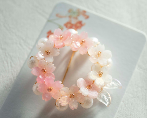 ＃474 桜❀リース✴春色✴レジンヘアゴムキーホルダーブローチ 9f0105cc80f32cef17e9273c9b02d2