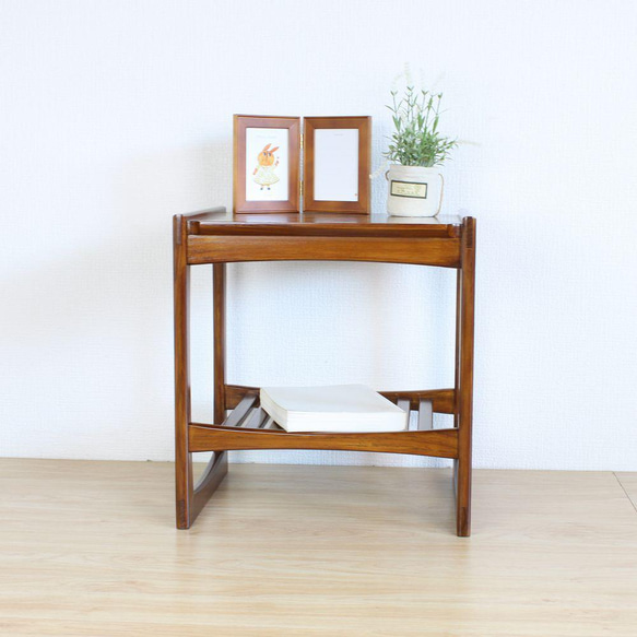 チーク材・無垢 スタッキング テーブル ・ 1コ 一枚板チーク材