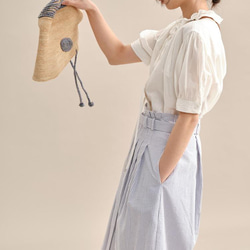 藍條紋高腰A字裙|裙子|夏春款|Sora-937 第15張的照片