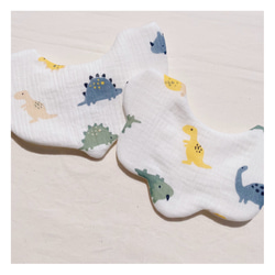 [  dinosaur cotton bib  ]   名入れ　スタイ　刺繍　男の子  女の子  出産祝い  ガーゼ 13枚目の画像