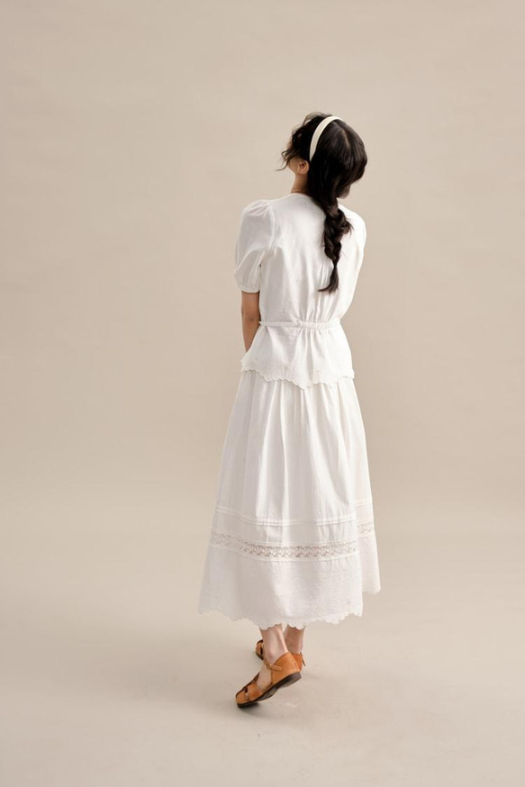 古典蕾絲花邊松緊半裙|裙子|夏春款|Sora-938 第16張的照片