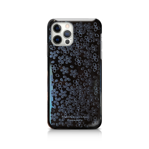 黒桜 - 立体加工 和風 ブラックiPhoneケース/iPhone16/16Pro 黒桜 - 立体加工 和風 ブラックiPhoneケース/iPhone16/16Pro