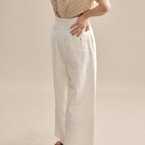 SETTEN クリーム色 ワイドパンツ SETUP7 スラックス パンツ 「SETUP7」Two Tuck Wide Pant