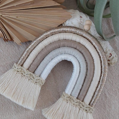 マクラメレインボー サイズLL Gold タペストリー・壁掛け Sae.macrame  