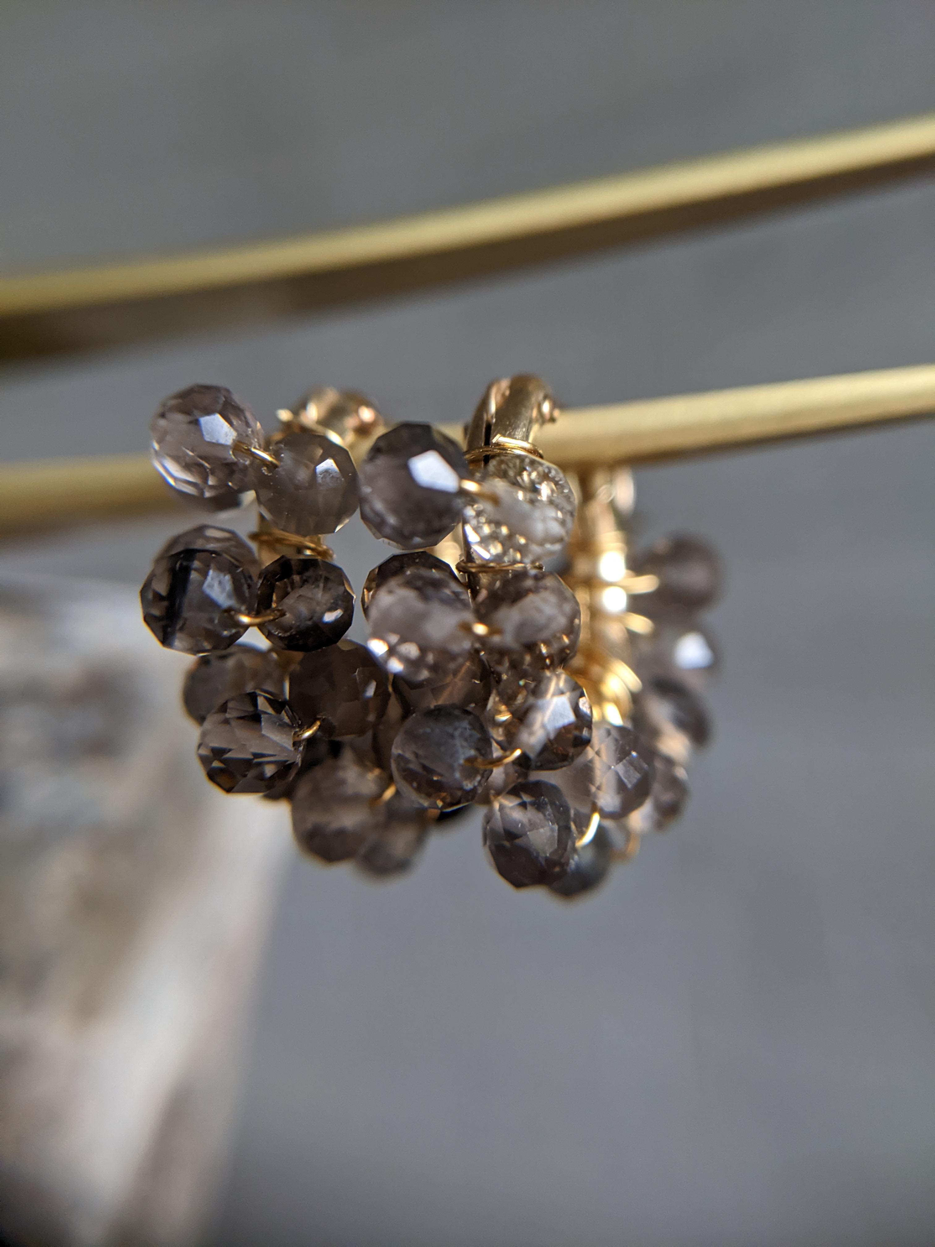 14kgf ブラックトルマリン BLACK tourmaline フープピアスorイヤリング（SV925可）