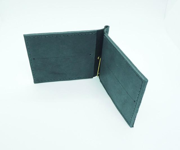 二つ折り財布 “マネークリップ” black〈プルアップレザー〉 4枚目の画像