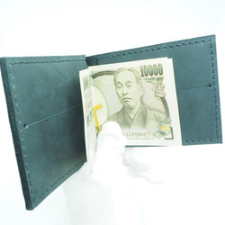 二つ折り財布 “マネークリップ” black〈プルアップレザー〉 8枚目の画像