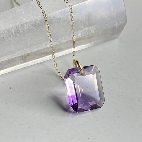 新作WEEK2022 k18 ブラジル産 バイカラーアメジスト ペンダント