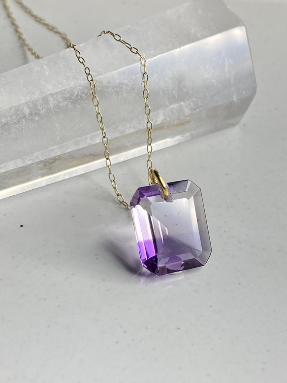 新作WEEK2022 k18 ブラジル産 バイカラーアメジスト ペンダント