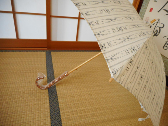 手織り紬の日傘（傘袋付き） 5枚目の画像