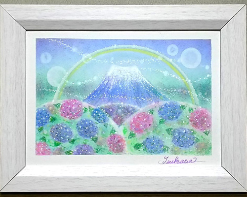 F4オイルパステル画「山茶花」 | 絵楽人（辻匠）