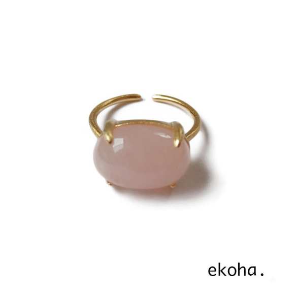 Silver925 18KGP モルガナイトカボションリング 指輪・リング ekoha