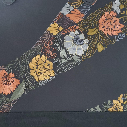 着物リメイク】大島紬 お出掛けバック 本革持ち手 和装 和装小物 和装