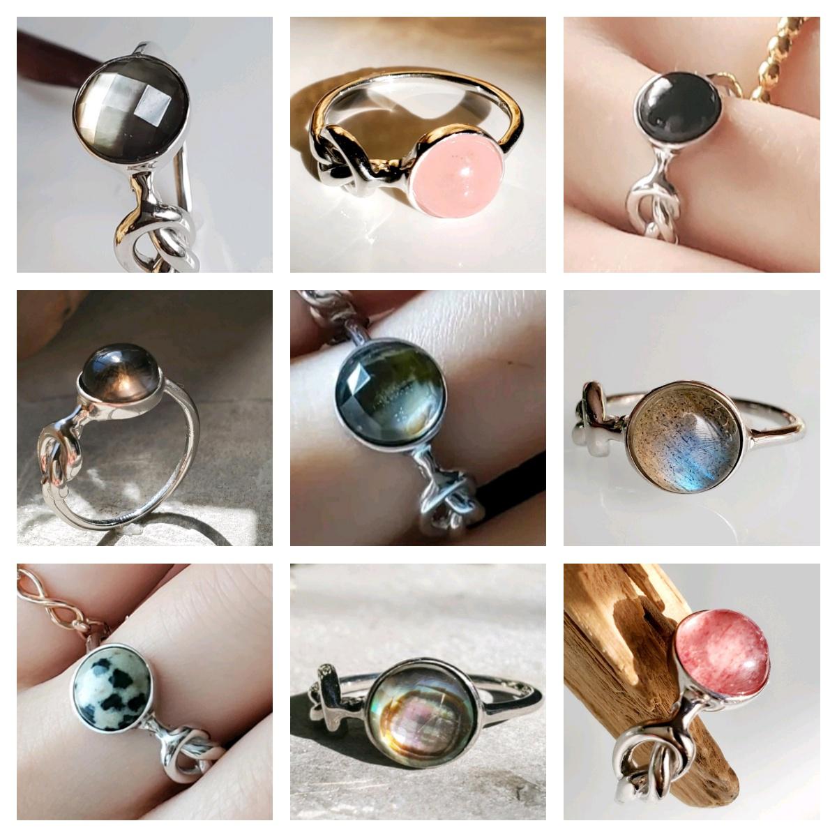 選べる天然石RS-113結びお守りSV925 リング