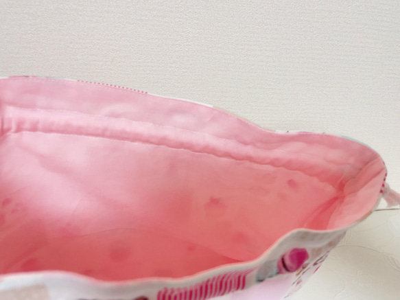 お弁当袋　マカロン＆ケーキ　女の子　ひもピンク 7枚目の画像