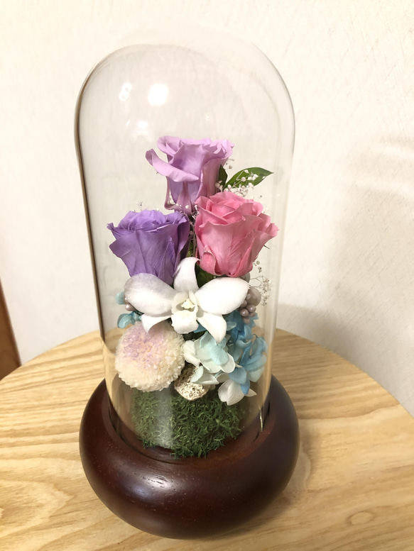 プリザーブドフラワーアレンジメント（ガラスケース入り）仏花　一対　母の日 プリザーブドフラワー仏花(ガラスケース入り)母の日のお供えに‼️高