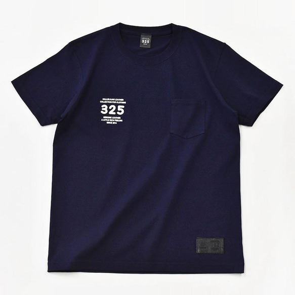 Tシャツ スモール ジャストフィット プリント ポケット シルエット ロゴ タグ オシャレ ネイビー TA008 1枚目の画像