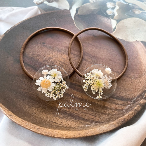 レジンヘアゴムポニーフックドライフラワーNo.120