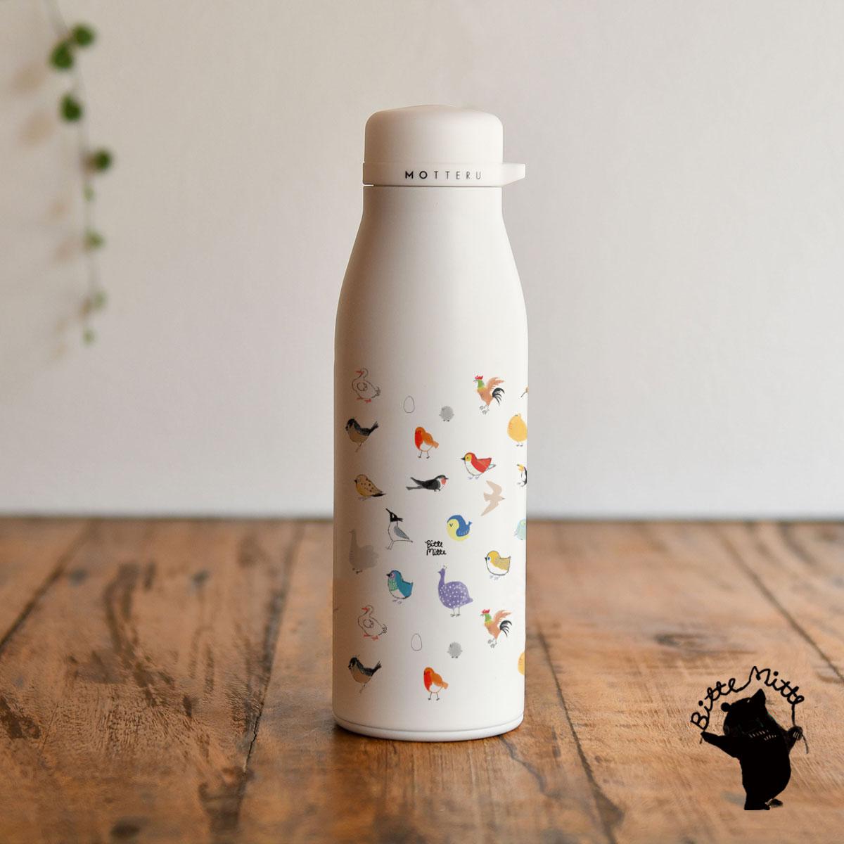 受注製作 水筒 保冷 保温＊ステンレスボトル サーモ ボトル オフィス 大人可愛い おしゃれ＊鳥 名入れ 文字入れ