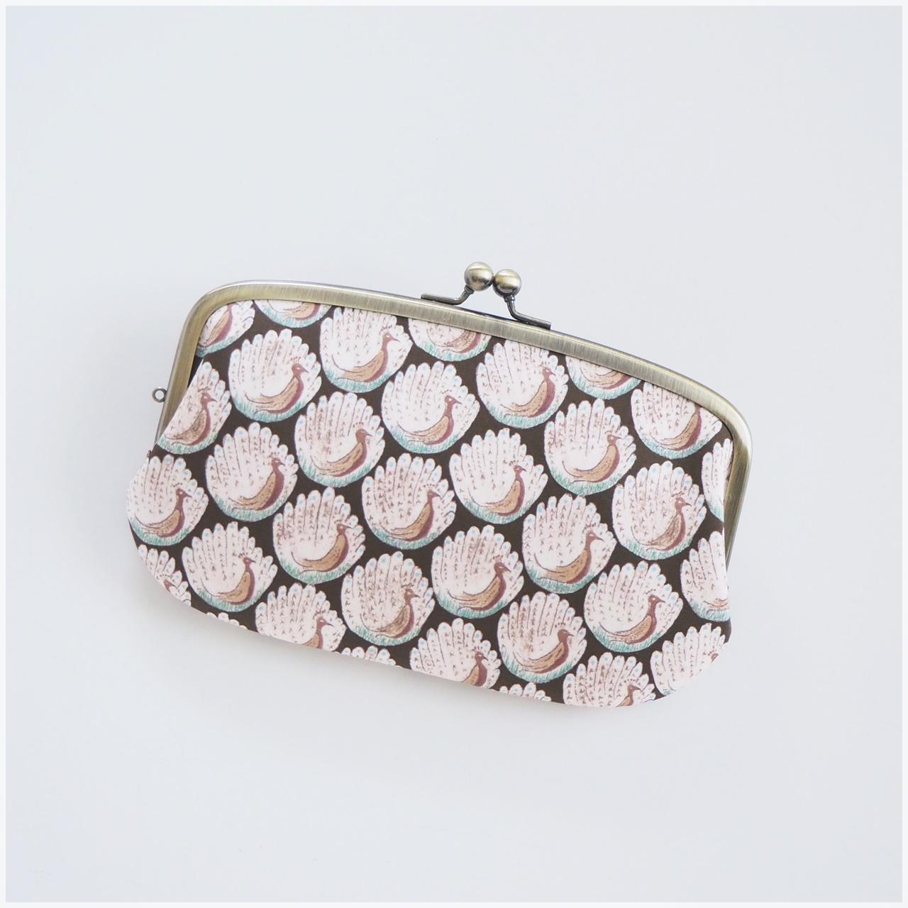 ■リバティの親子がま口長財布 / ピーコックス・チョコミント ■　ticket (lbt-pc-cm)