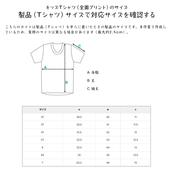 Tシャツのサイズ表記と注意事項／Case garden（ケースガーデン） 4枚目の画像