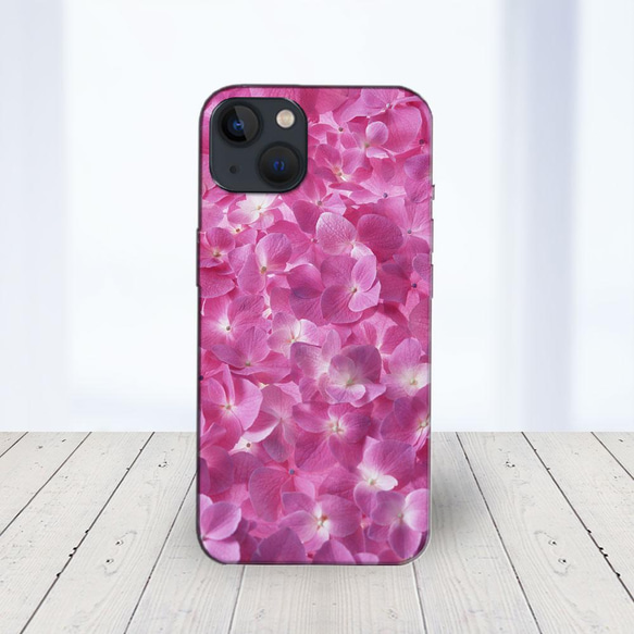 ★iPhone14 他 Android  ほぼ全機種対応 スマホケース ★紫陽花ピンクいっぱい 5枚目の画像