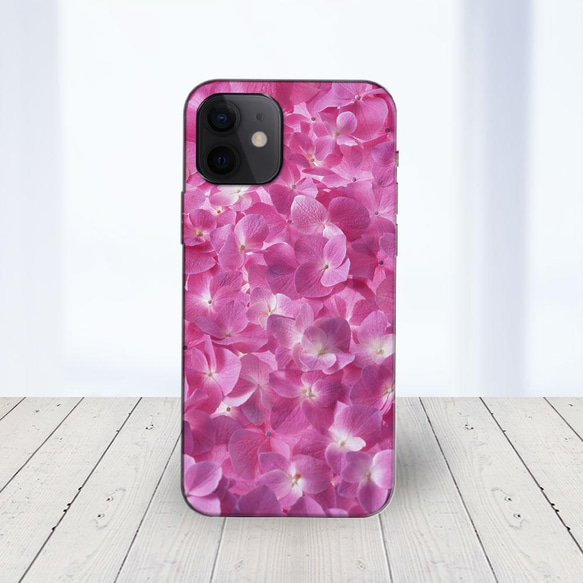 ★iPhone14 他 Android  ほぼ全機種対応 スマホケース ★紫陽花ピンクいっぱい 4枚目の画像