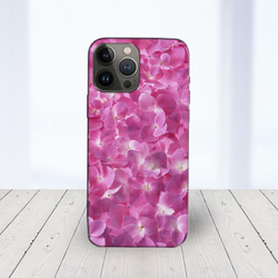 ★iPhone14 他 Android  ほぼ全機種対応 スマホケース ★紫陽花ピンクいっぱい 1枚目の画像