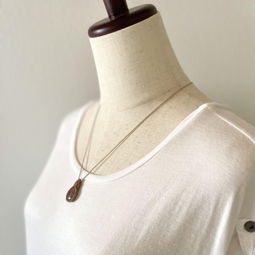 ピンクトルマリンインクォーツ マクラメ ネックレス #373430