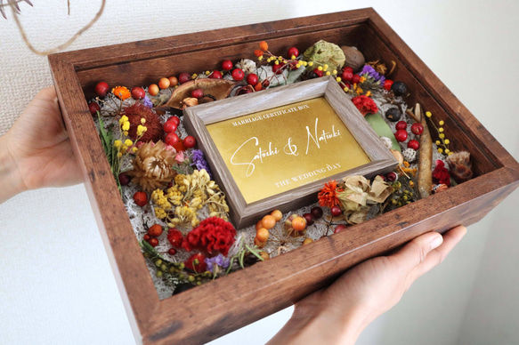 【テーマで彩る】フラワーセレモニー結婚証明書（アンティークブラウン） 高さ7 5cm