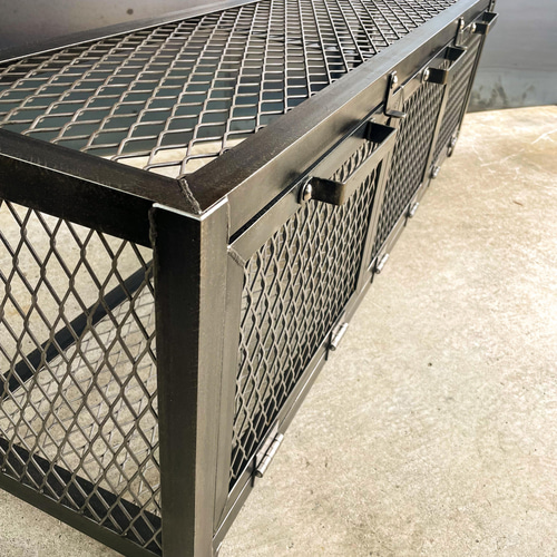 幅120㎝］アイアンテレビ台C【鉄網3枚扉】アイアン家具 ラック