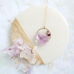 紫陽花ミルフィーユ Hydrangea & bijou 【ネックレス】藤色 5枚目の画像