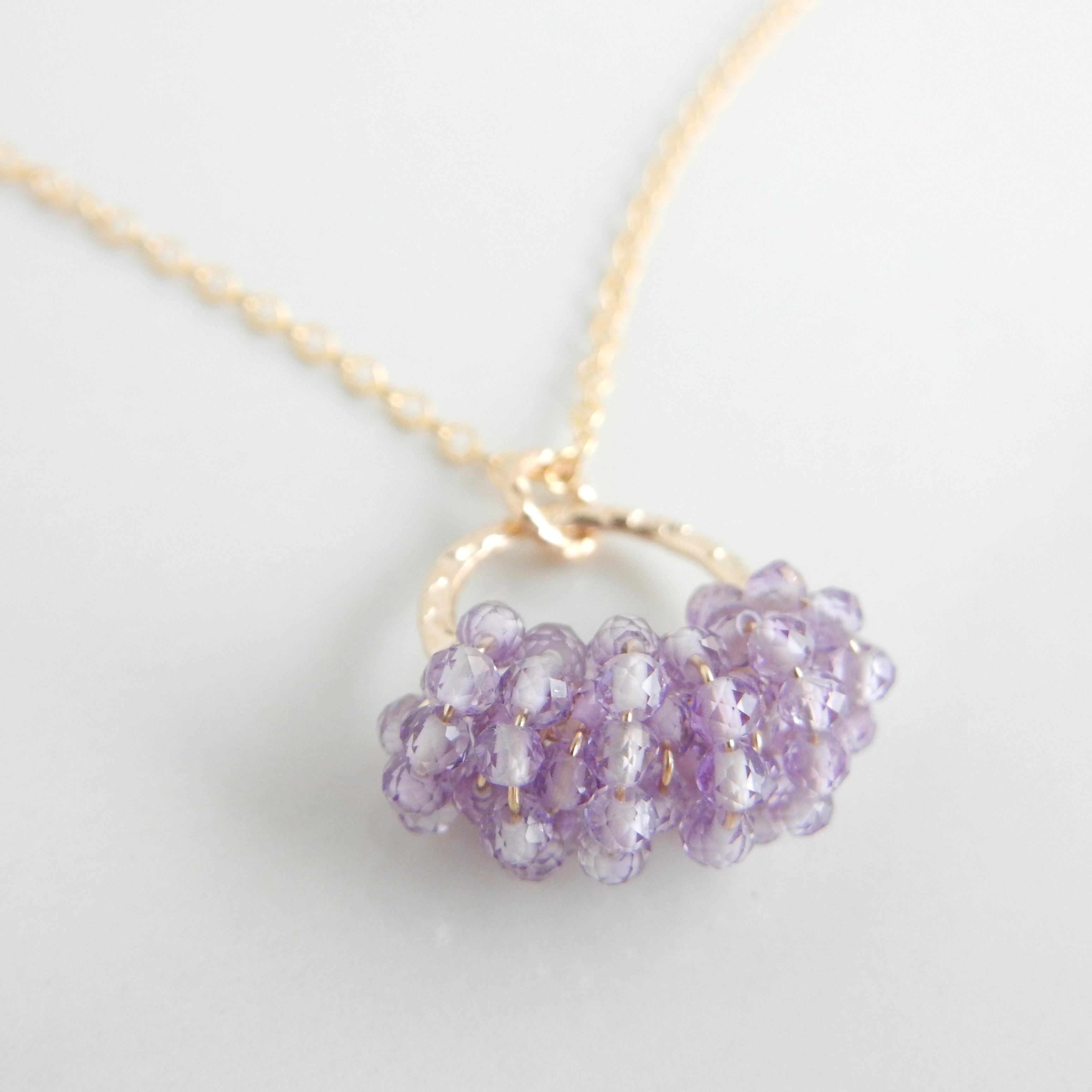 ピンクアメシストハーフリースネックレス Sサイズ 14kgf【1117】