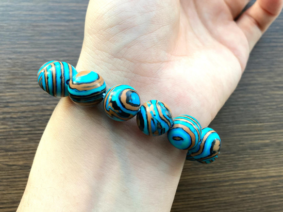 ブルーマラカイト「約12mm玉」天然石ブレスレット ブレスレット Kanata