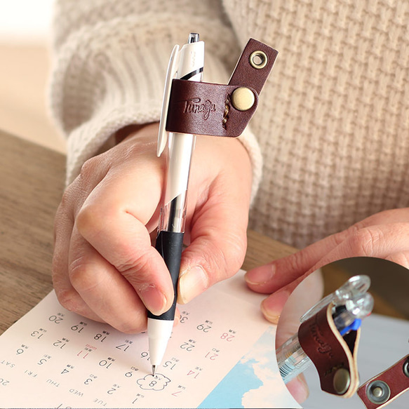 ペンホルダー単品 ボタン式 T-100【ブラウン】 ※ネックストラップ別売