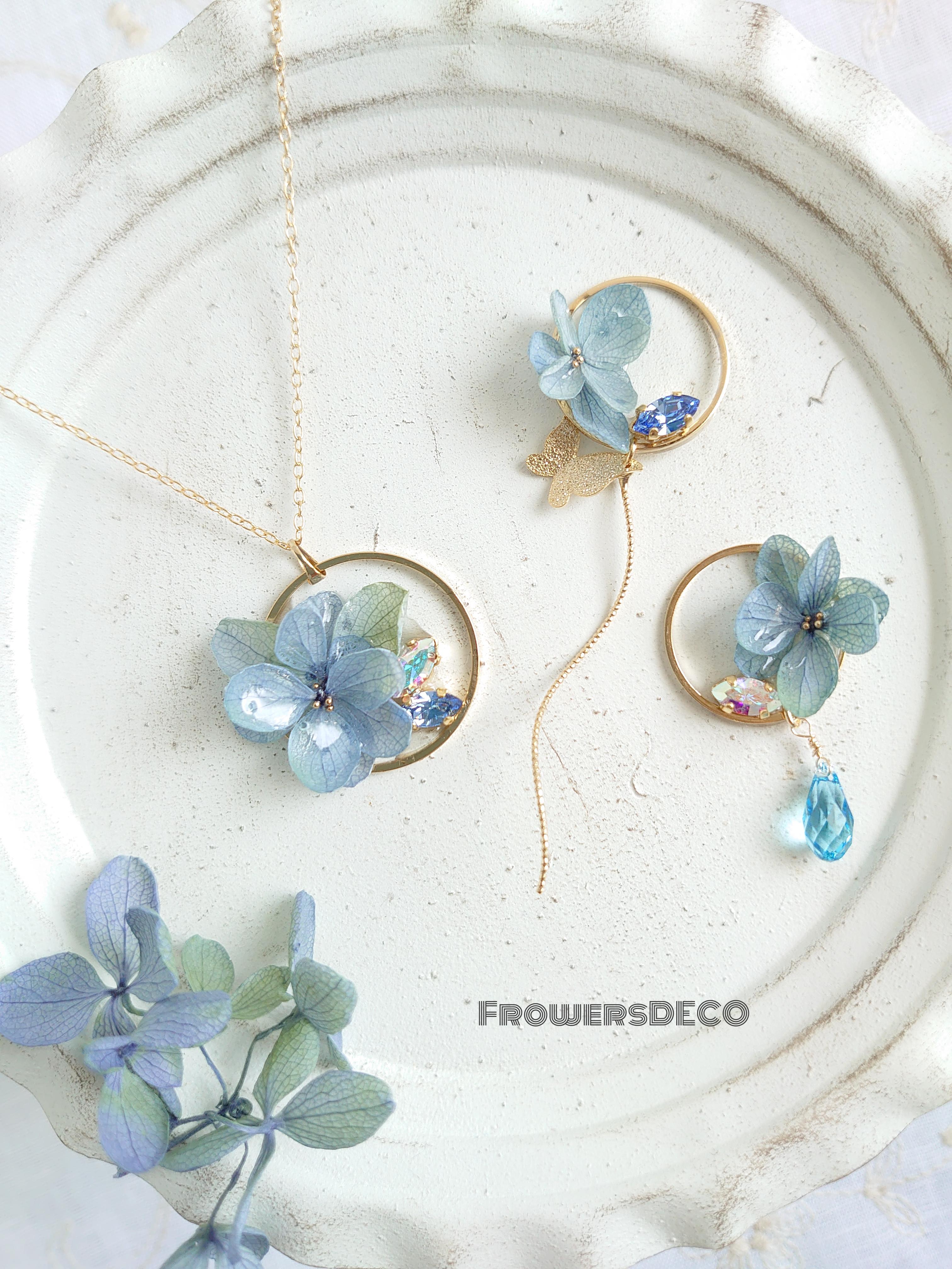 紫陽花ミルフィーユ Hydrangea＆Bijou【ピアスorイヤリング・ネックレス】梅雨色