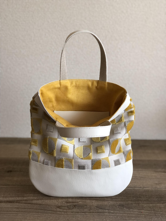 【SALE】ぺたんこBag 　イエロー　小丸 3枚目の画像