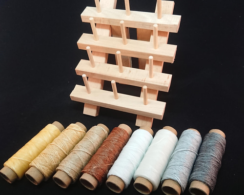 レザークラフト ロウ引き糸 8色セットB 糸収納スタンドセット 糸