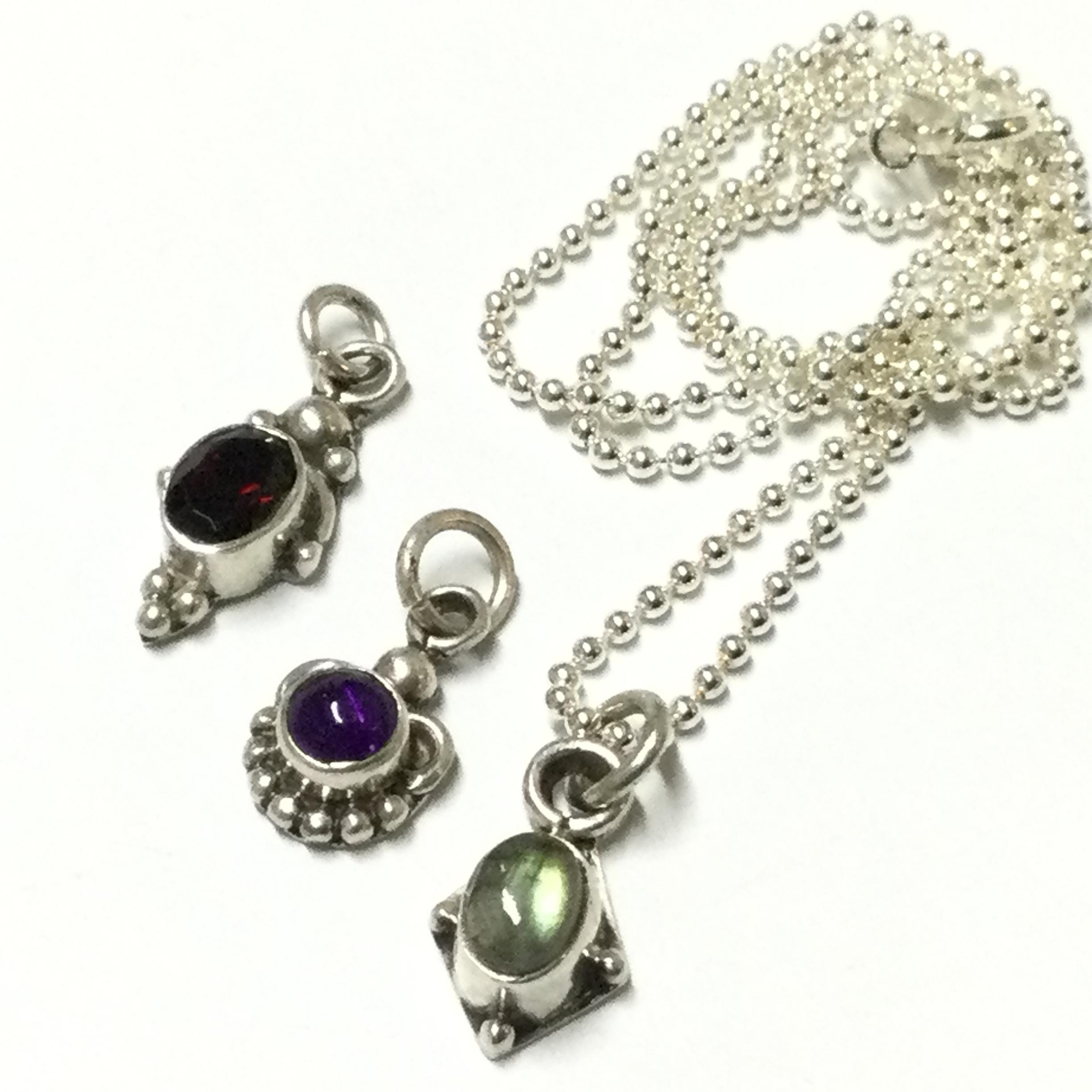 一点物☆ ヒーリングストーン 天然石 『小さなストーン達』シルバーネックレス セット