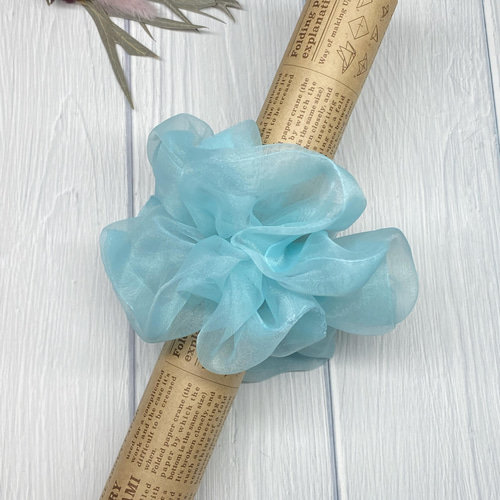 ☆*。オーガンジー シュシュ M(水色)☆*。 シュシュ YuNa 通販