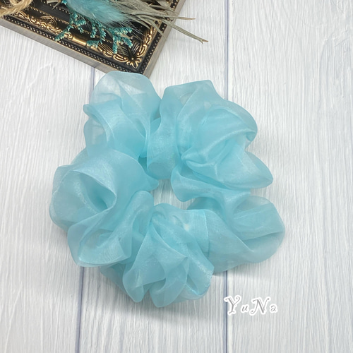 ☆*。オーガンジー シュシュ M(水色)☆*。 シュシュ YuNa 通販