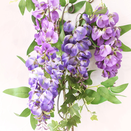 花ざかり♪藤の花のスワッグ アイアン壁掛け「Creema限定」 リース