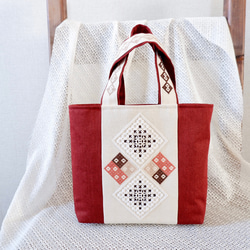 和洋刺繍のトートバッグ＊Mサイズ＊和風＊青デニム